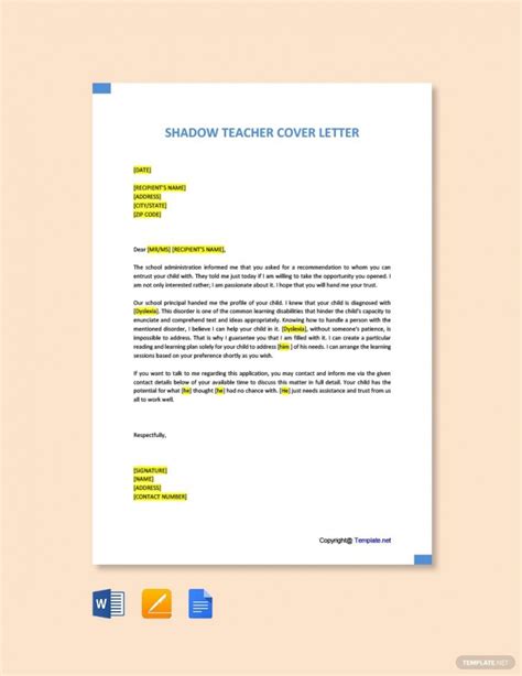 Shadow Teacher Cover Letter Gotilo