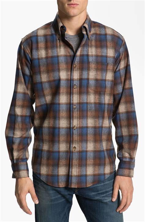 Pendleton Fireside Fitted Plaid Wool Flannel Shirt In Brown For Men Lyst