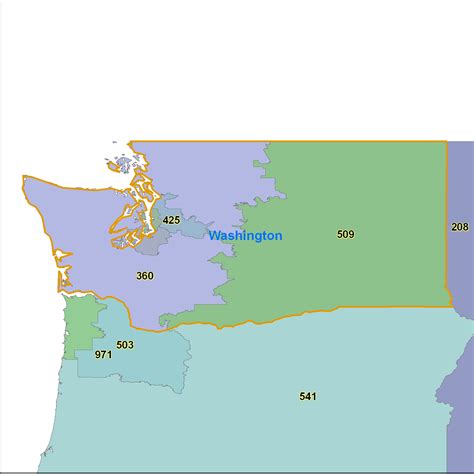 Area Codes Washington Map