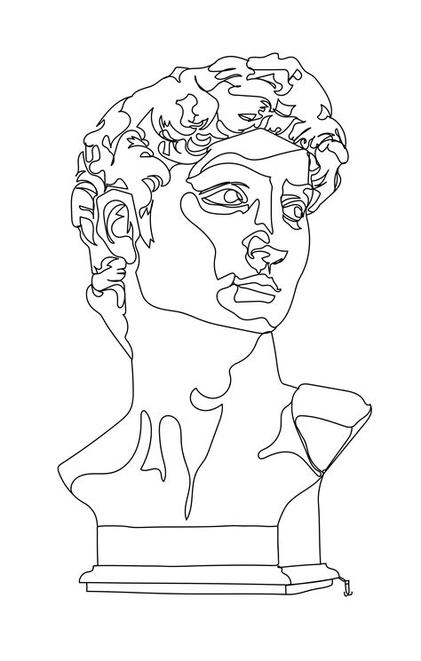 Michelangelos David Greek Statue One Line Drawing Sticker By Jordan