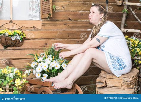 Ugly Woman In National Dress Posing In A Rustic Interior Stock Image Image Of Portrait Indoor