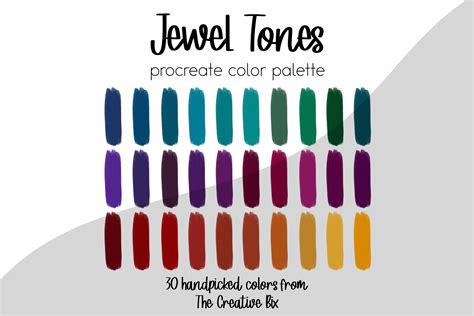 Jewel Tones Procreate Palette 30 Colors Color Palette Procreate