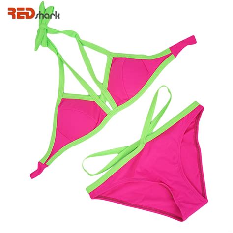 Redshark New Womens Push Up Bikini Set For Women 2017 Solid Swimsuit