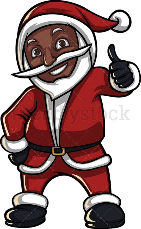 Black Santa Claus Thumbs Up Cartoon Vector Clipart Friendlystock