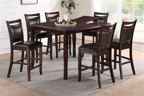 F2238 Counter Height Dining Set 5pc In Dark Brown By Poundex