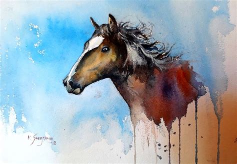 Watercolour Horse Painting For Selling Watercolor Horse Painting