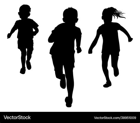 Silhouette Running Children Royalty Free Vector Image
