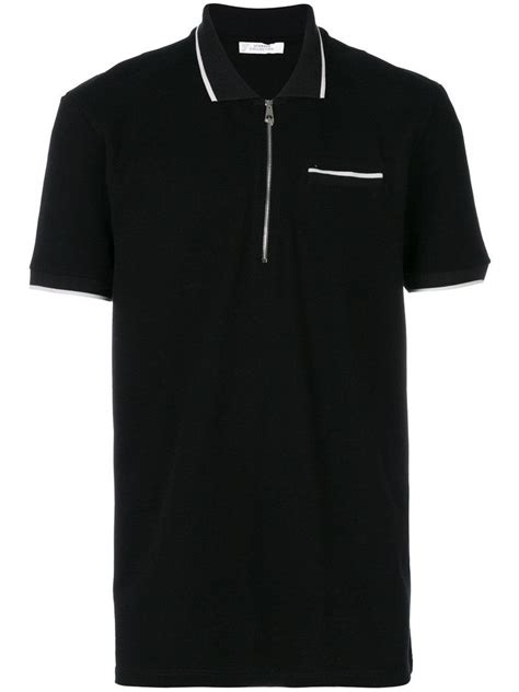 Versace Zip Front Polo Shirt In Black For Men Lyst