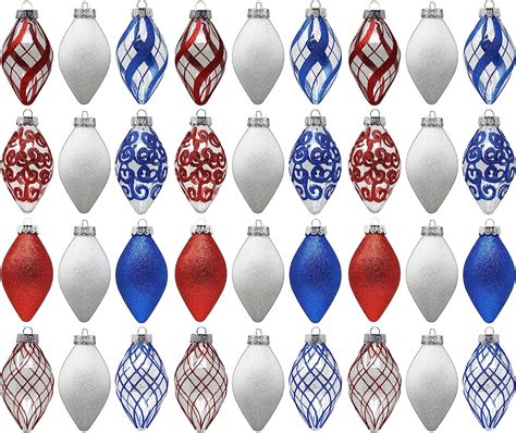 Sleetly 36pk Hanging Teardrop Shatterproof Red White And