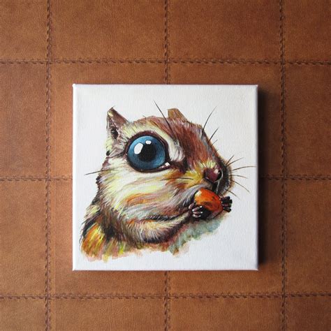 Made To Order Squirrel Original Acrylic Painting By Minicube