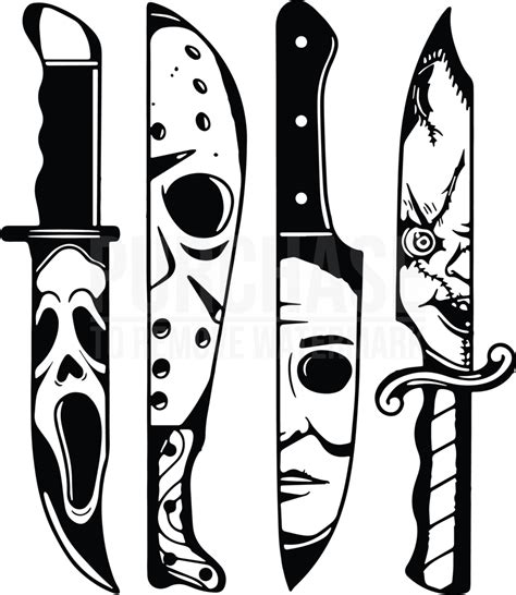 Horror Movie Characters In Knives SVG Halloween SVG
