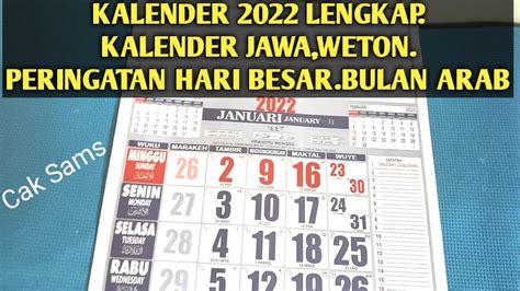Kalender 2022 Full Lengkap Dengan Tahun Hijriyahhari Besarhari Jawa