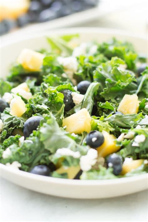 Kale Blueberry Pineapple Salad Food Fanatic