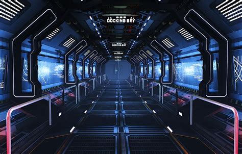 Space Corridor Spaceship Interior Futuristic Interior Sci Fi