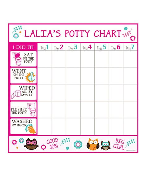 Owl Personalized Potty Chart Idea Logan Joy Potty Training Boys