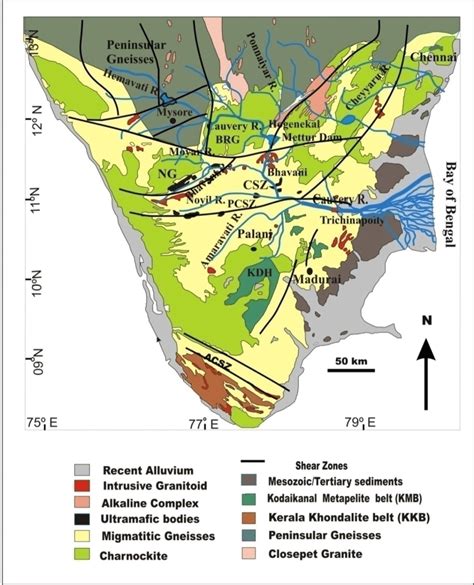 Geological Map Of Cauvery River Basin Modified After Santosh Et Al