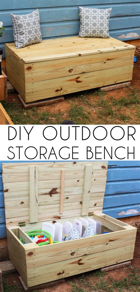 It's a great beginner builder project, taking just a few tools and supplies that you may even already have on hand. DIY Outdoor Storage Bench - Shaina Glenn