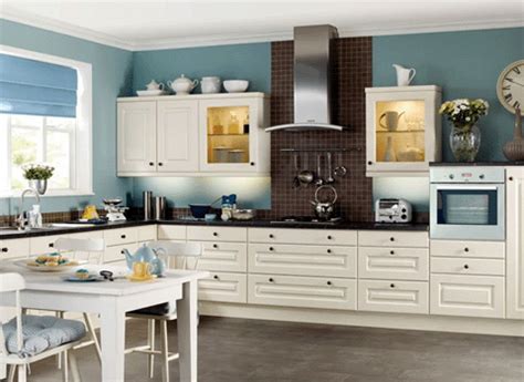 The paint colors and other accessories in the space, such as upholstered furniture and wall decor, should work together to highlight and enhance the wood's beauty, not clash with it. White paint colors for kitchen cabinets and blue wall ...