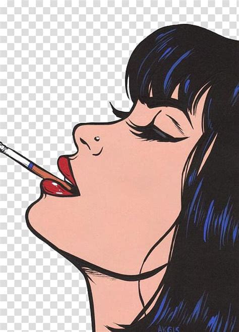 Portrait Painting Of Woman Smoking Pop Art Poster American Pop Style