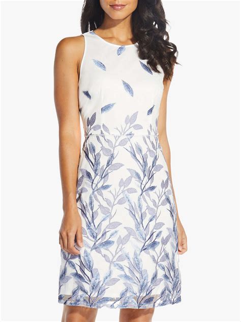 Adrianna Papell Leaf Embroidered A Line Dress Bluemulti At John Lewis