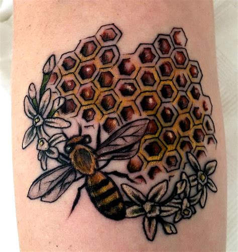 Honeycomb With Bee By Ernie At Warlocks Tattoo In Raleigh Nc Rtattoos