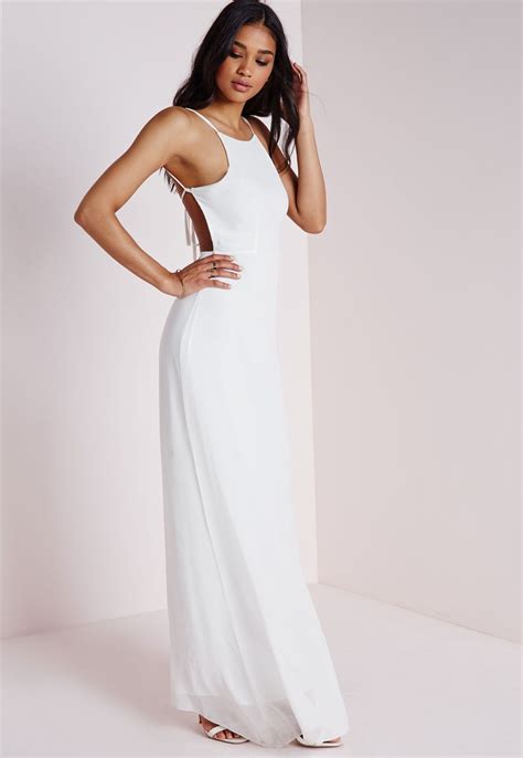 Missguided Strappy Back Maxi Dress White Women Dress Online