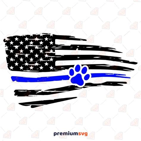 Distressed Thin Blue Line Dog Paw Flag Svg Cut Files Premiumsvg
