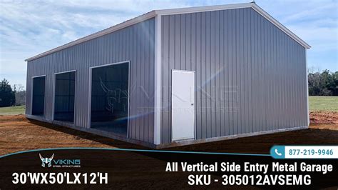 30 X 50 X 12 All Vertical Side Entry Metal Garage Metal Building
