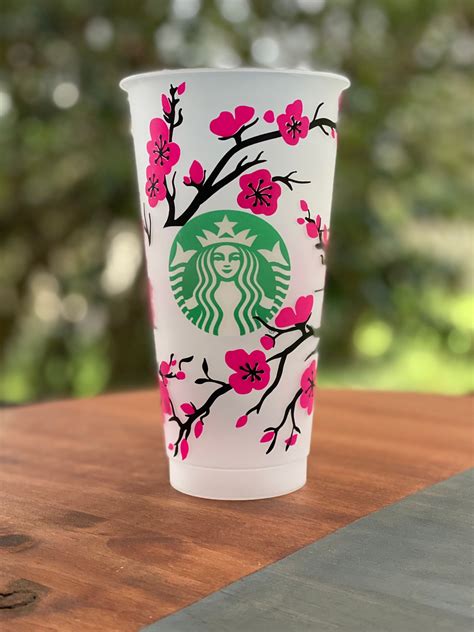 Japanese Cherry Blossom Starbucks Cold Cup 24oz Starbuck Etsy