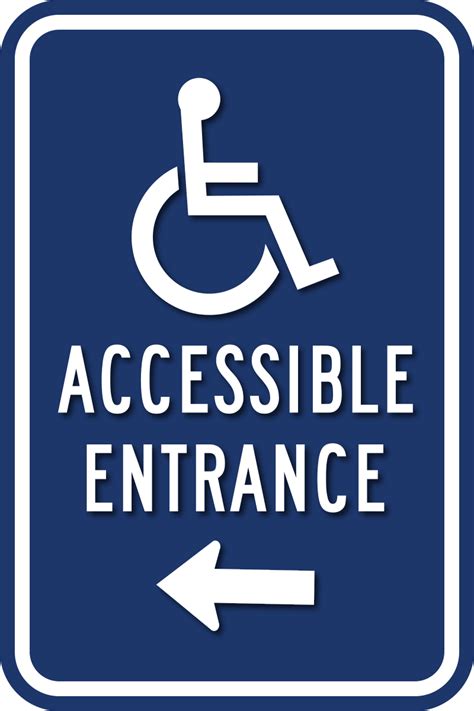 Ada Wheelchair Accessible Entrance Sign With Direction Arrow Ada Sign