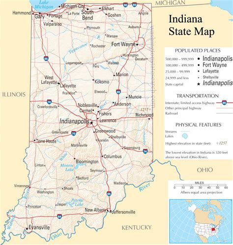 ♥ Indiana State Map A Large Detailed Map Of Indiana State Usa