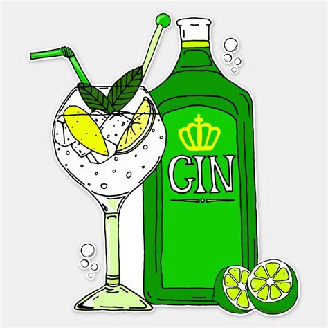 A Bottle Of Gin Next To A Glass Filled With Lemonade And Lime Slices On A White Background