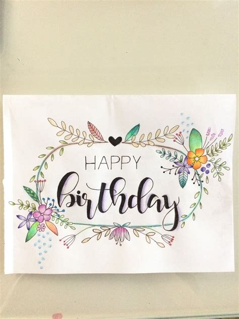 Happy birthday greeting card handmade calligraphy birthday | etsy. Calligraphy Birthday Card | Karten