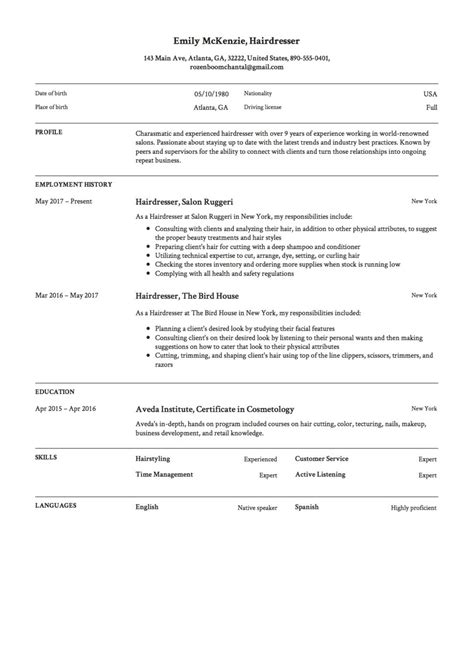 23 Hairdresser Resume Examples Pdfs