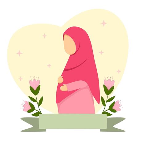 Premium Vector Pregnant Muslim Girl Cartoon Illustration