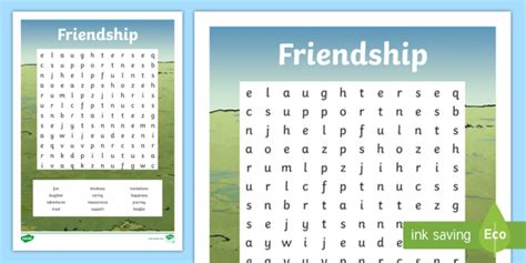 Friendship Themed Word Search Teacher Made
