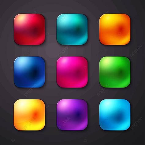 Vibrant Collection Of Mobile App Buttons With Realistic Designvector