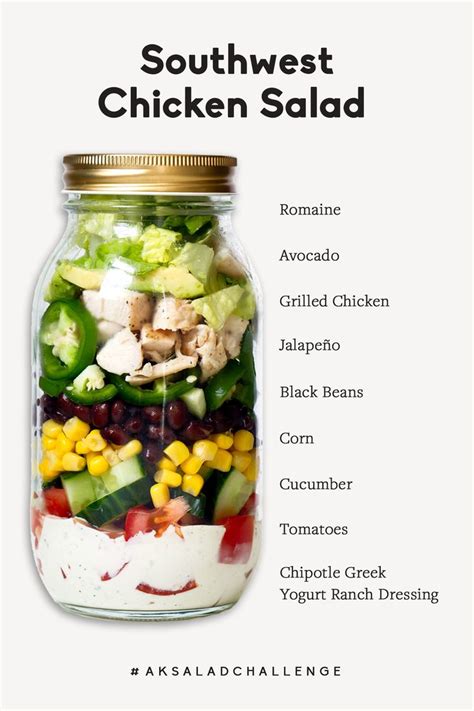 A Mason Jar Filled With Different Types Of Food And The Words Southwest