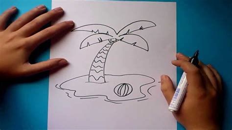 Como Dibujar Una Palmera Paso A Paso How To Draw A Palm Tree Dibujo
