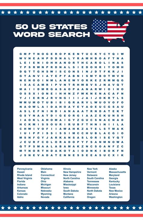 Printable Word Searches Us States Printable Word Sear