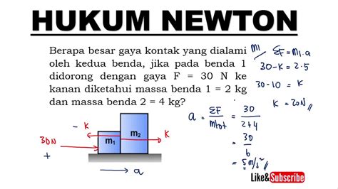Menghitung Gaya Kontak 2 Balok Hukum Newton 2 Fisika SMA Kelas 10 YouTube