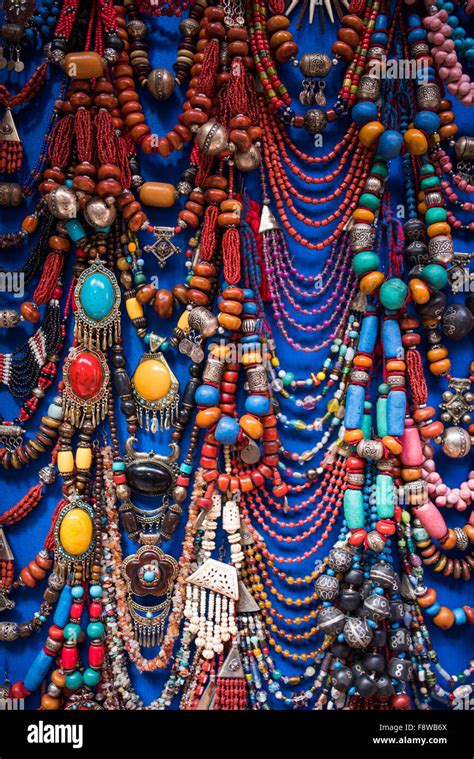 Colorful Ornate Moroccan Jewelry For Sale In The Souks Of Marrakesh