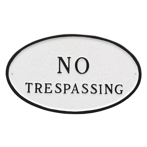 Cast Metal No Trespassing Oval Lawn Or Wall Statement Plaque Etsy