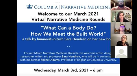 March 21 Narrative Medicine Rounds With Sara Hendren Youtube