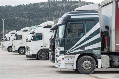Trucks Parked In The Parking Lot Editorial Stock Image Image Of Trade