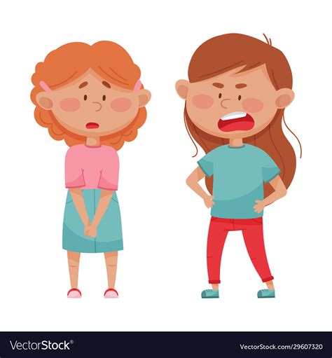 Little Girl With Angry Face Standing And Shouting Vector Image