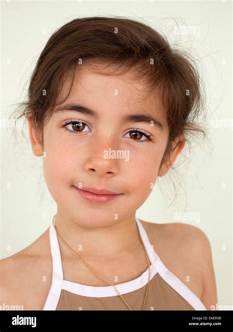 Close Portrait Of A 6 Year Old Girl Looking At Camera Stock Photo Alamy