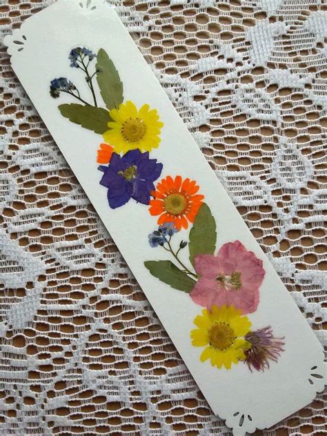 Real Flower Bookmark Natural Pressed Flowers Art Bookmark Etsy