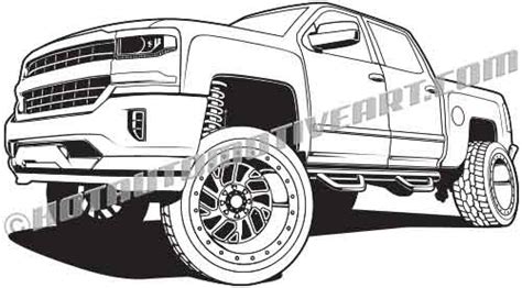 Lifted Chevy Truck Outline Truck Pickup Chevy Coloring Outline Clipart