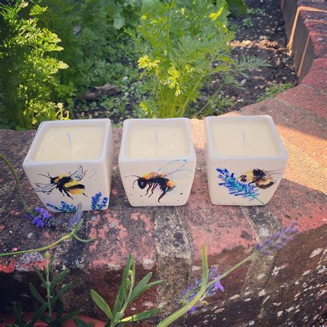 Evieandrubycandleco On Etsy Bee Candles Hand Painted Candles Hand